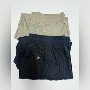 Soft Surroundings tan pair and navy pair Cropped 100% Linen Pants 1X